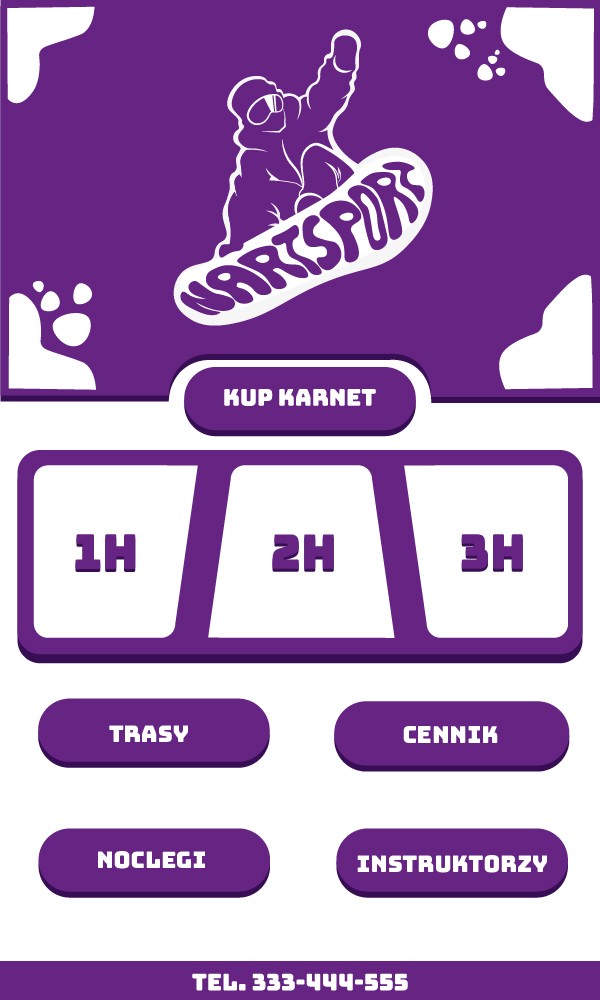 Aplikacja dla stoku narciarskiego - Grafika wykonana na zajęciach w LCKZiU - Technik Grafiki i Poligrafii Cyfrowej w Lublinie - Centrum Kształcenia Zawodowego i Ustawicznego - LCKZiU