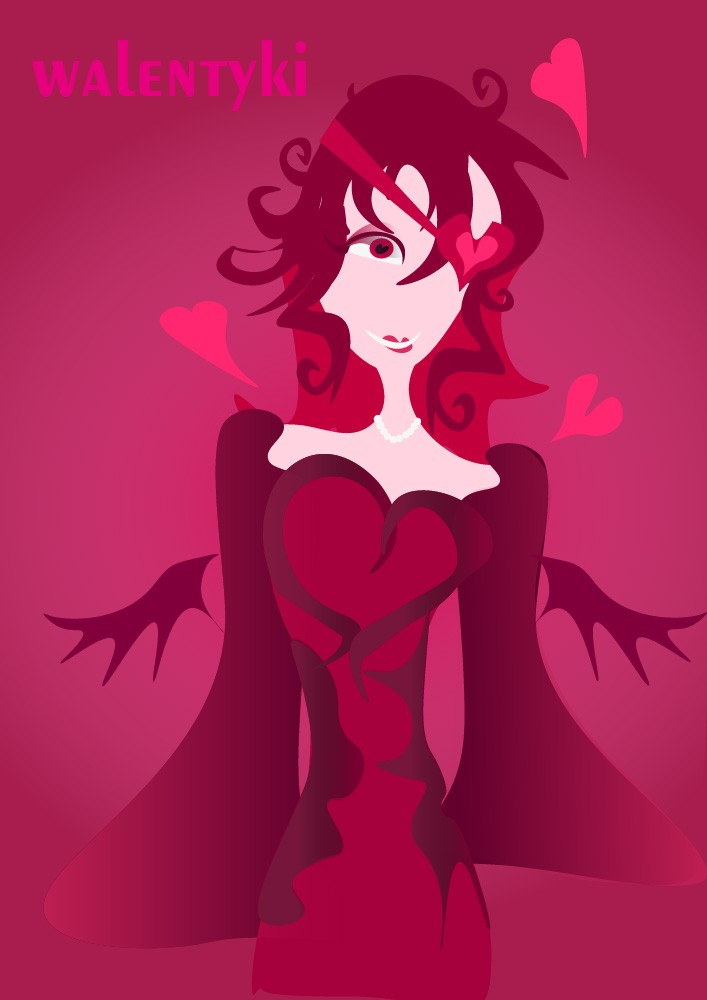 Plakat Walentynki - Grafika wykonana na zajęciach w LCKZiU - Technik Grafiki i Poligrafii Cyfrowej w Lublinie - Centrum Kształcenia Zawodowego i Ustawicznego - LCKZiU