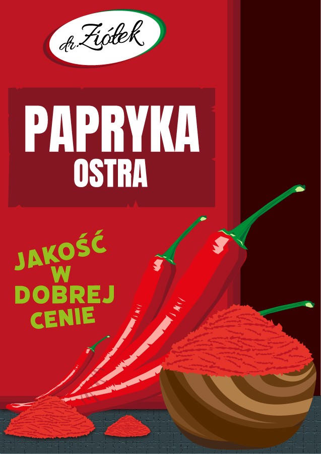 Przyprawa opakowanie  - Grafika wykonana na zajęciach w LCKZiU - Technik Grafiki i Poligrafii Cyfrowej w Lublinie - Centrum Kształcenia Zawodowego i Ustawicznego - LCKZiU